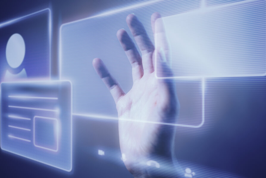 hand clicking on a touch screen